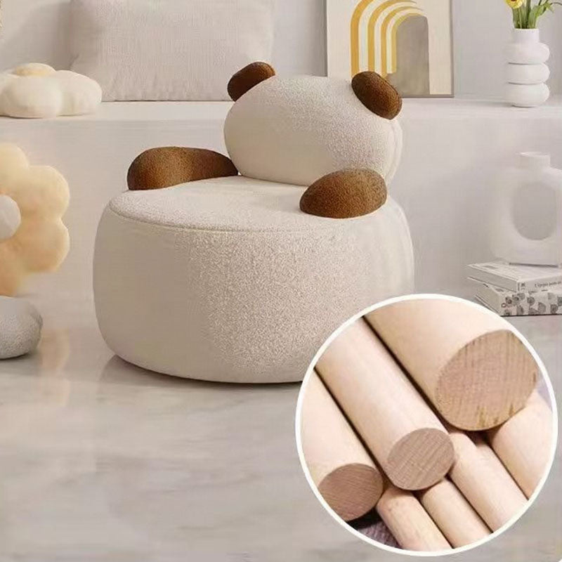 Lumendat Modern Art Deco Lambswool Solid Wood Bear Round Accent Chair With Armrests For Living Room Lumendat