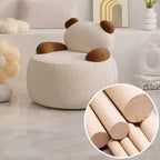 Lumendat Modern Art Deco Lambswool Solid Wood Bear Round Accent Chair With Armrests For Living Room Lumendat