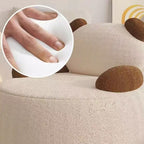 Lumendat Modern Art Deco Lambswool Solid Wood Bear Round Accent Chair With Armrests For Living Room Lumendat