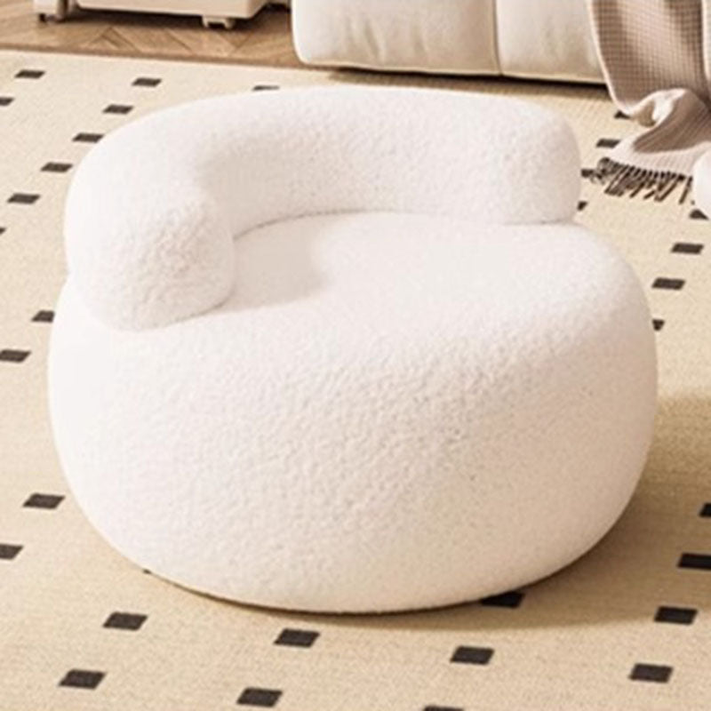 Lumendat Modern Minimalist Lambswool Solid Wood Curved Round Low Stool With Backrest For Living Room Lumendat