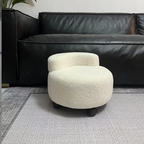 Lumendat Modern Minimalist Lambswool Solid Wood Curved Round Low Stool With Backrest For Living Room Lumendat