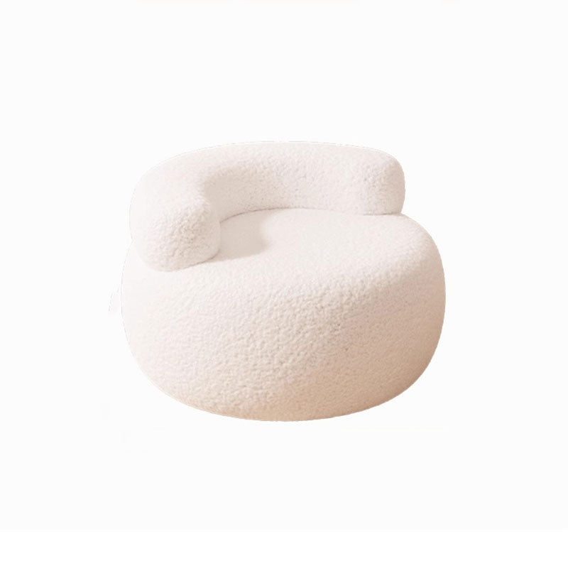 Lumendat Modern Minimalist Lambswool Solid Wood Curved Round Low Stool With Backrest For Living Room Lumendat