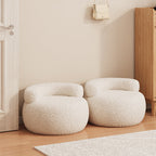 Lumendat Modern Minimalist Lambswool Solid Wood Curved Round Low Stool With Backrest For Living Room Lumendat