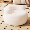 Lumendat Modern Minimalist Lambswool Solid Wood Curved Round Low Stool With Backrest For Living Room Lumendat