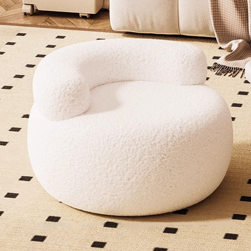 Lumendat Modern Minimalist Lambswool Solid Wood Curved Round Low Stool With Backrest For Living Room Lumendat