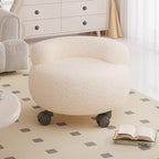 Lumendat Modern Minimalist Lambswool Solid Wood Curved Round Low Stool With Backrest For Living Room Lumendat