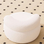 Lumendat Modern Minimalist Lambswool Solid Wood Curved Round Low Stool With Backrest For Living Room Lumendat