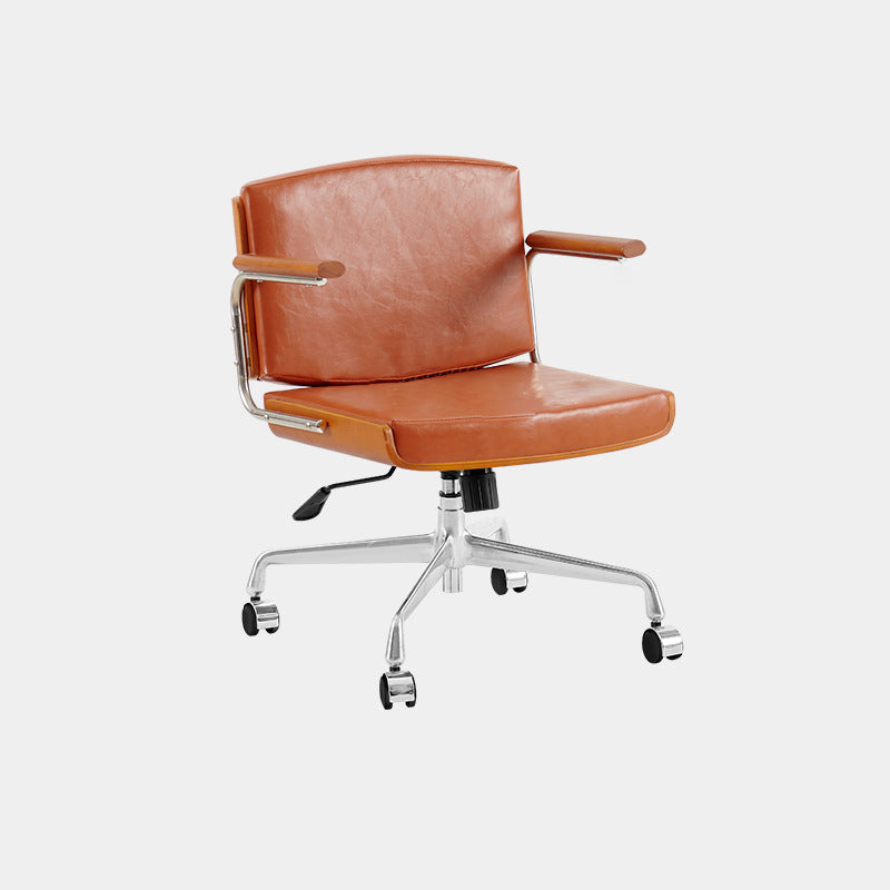 Contemporary Scandinavian Velvet PU Leather Ash Wood Stainless Steel Rectangular Swivel Desk Chair With Armrest Backrest For Home Office DFM-F