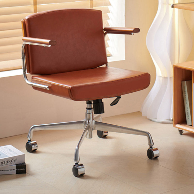 Contemporary Scandinavian Velvet PU Leather Ash Wood Stainless Steel Rectangular Swivel Desk Chair With Armrest Backrest For Home Office DFM-F