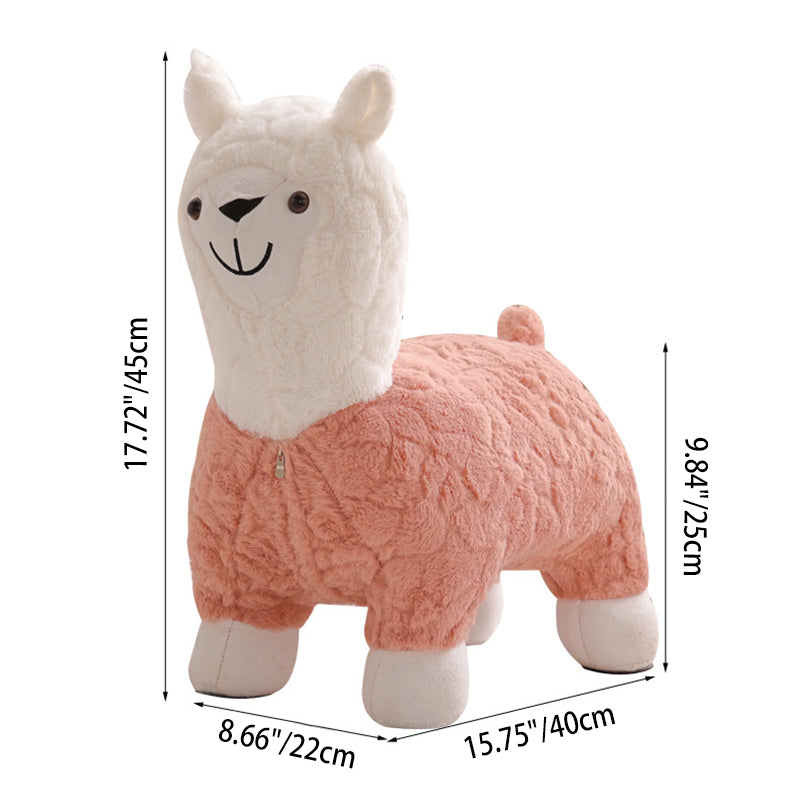 Lumendat Modern Art Deco Kids Silk Floss Solid Wood Alpaca-Shaped Low Stool For Living Room Lumendat