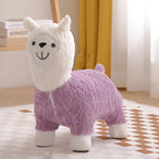 Lumendat Modern Art Deco Kids Silk Floss Solid Wood Alpaca-Shaped Low Stool For Living Room Lumendat