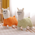 Lumendat Modern Art Deco Kids Silk Floss Solid Wood Alpaca-Shaped Low Stool For Living Room Lumendat