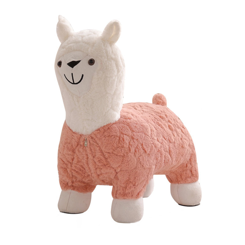 Lumendat Modern Art Deco Kids Silk Floss Solid Wood Alpaca-Shaped Low Stool For Living Room Lumendat