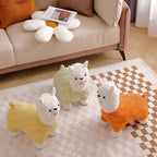 Lumendat Modern Art Deco Kids Silk Floss Solid Wood Alpaca-Shaped Low Stool For Living Room Lumendat