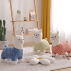Lumendat Modern Art Deco Kids Silk Floss Solid Wood Alpaca-Shaped Low Stool For Living Room Lumendat