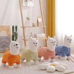 Lumendat Modern Art Deco Kids Silk Floss Solid Wood Alpaca-Shaped Low Stool For Living Room Lumendat
