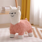 Lumendat Modern Art Deco Kids Silk Floss Solid Wood Alpaca-Shaped Low Stool For Living Room Lumendat