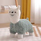Lumendat Modern Art Deco Kids Silk Floss Solid Wood Alpaca-Shaped Low Stool For Living Room Lumendat