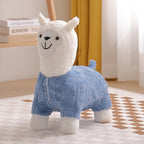 Lumendat Modern Art Deco Kids Silk Floss Solid Wood Alpaca-Shaped Low Stool For Living Room Lumendat