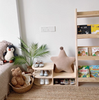 Lumendat Traditional Japanese Pine Wood Curved Square Kids Shoe Rack With 2-Tier For Living Room Lumendat