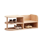 Lumendat Traditional Japanese Pine Wood Curved Square Kids Shoe Rack With 2-Tier For Living Room Lumendat