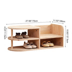 Lumendat Traditional Japanese Pine Wood Curved Square Kids Shoe Rack With 2-Tier For Living Room Lumendat