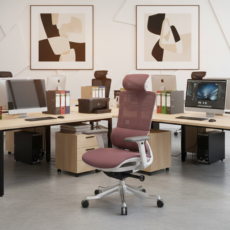 Modern Minimalist Breathable Mesh Ergonomic Desk Chair - Adjustable Lumbar Support Headrest Office Chair For Home Office Lumendat