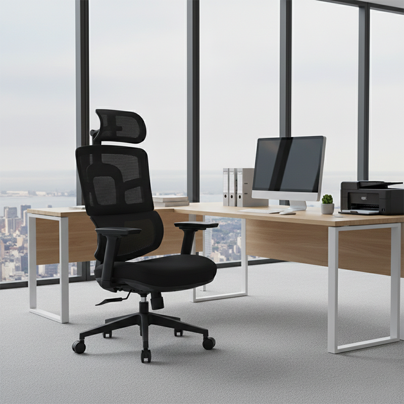 Modern Minimalist Durable High Back Desk Chair - Adjustable Headrest & Lumbar Support Office Chair For Home Office Lumendat