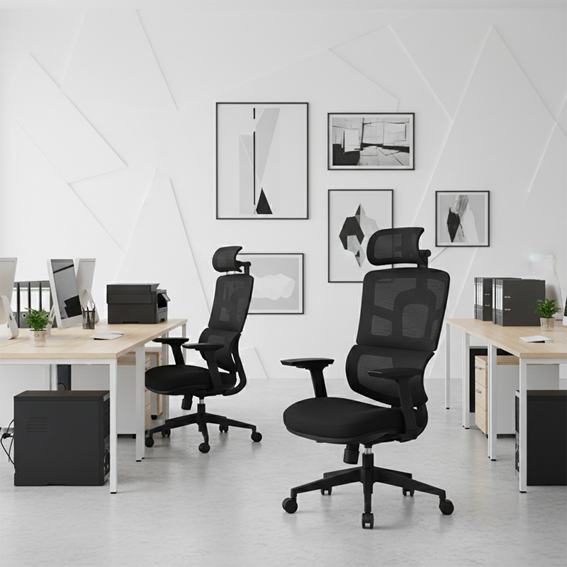 Modern Minimalist Durable High Back Desk Chair - Adjustable Headrest & Lumbar Support Office Chair For Home Office Lumendat