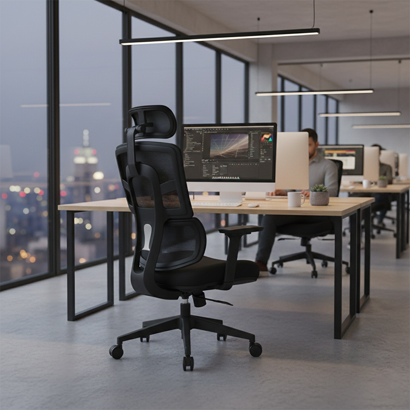 Modern Minimalist Durable High Back Desk Chair - Adjustable Headrest & Lumbar Support Office Chair For Home Office Lumendat