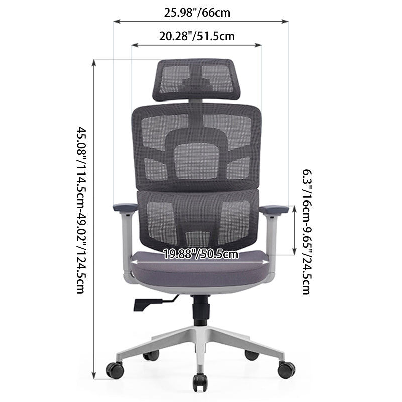Modern Grey High Back Ergonomic Mesh Executive Office Chair - 3D Armrests Adjustable Headrest Desk Chair For Home Office Lumendat