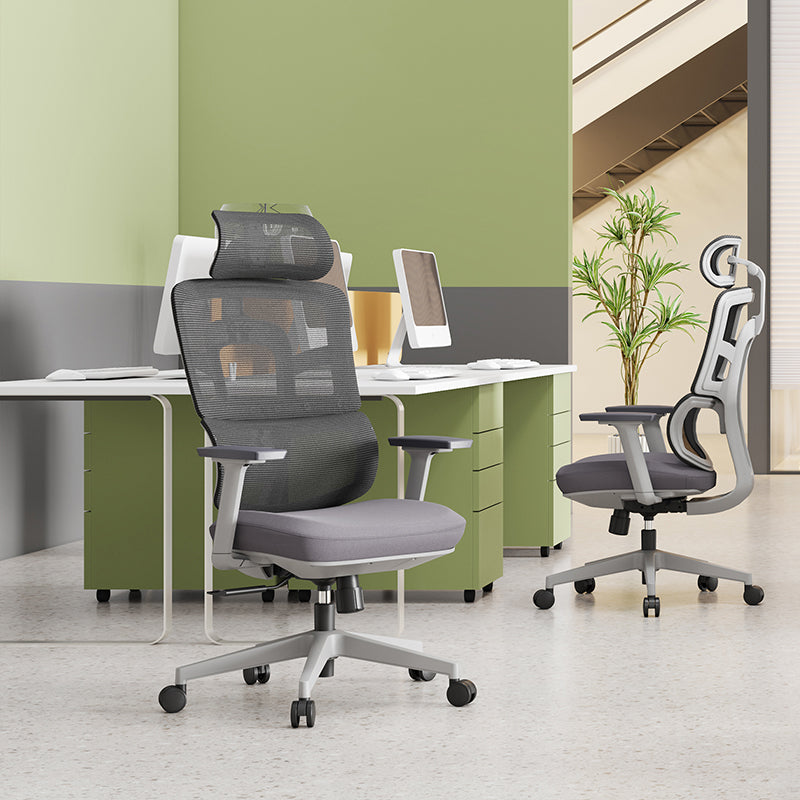 Modern Grey High Back Ergonomic Mesh Executive Office Chair - 3D Armrests Adjustable Headrest Desk Chair For Home Office Lumendat