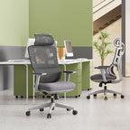 Modern Grey High Back Ergonomic Mesh Executive Office Chair - 3D Armrests Adjustable Headrest Desk Chair For Home Office Lumendat