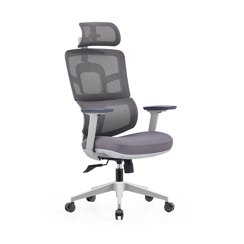 Modern Grey High Back Ergonomic Mesh Executive Office Chair - 3D Armrests Adjustable Headrest Desk Chair For Home Office Lumendat