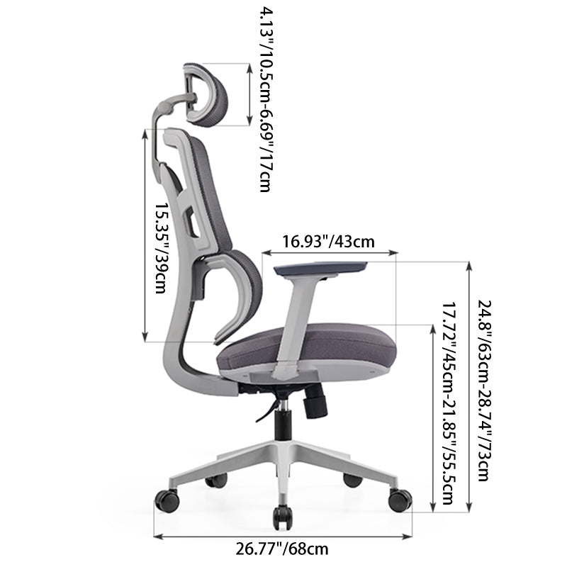 Modern Grey High Back Ergonomic Mesh Executive Office Chair - 3D Armrests Adjustable Headrest Desk Chair For Home Office Lumendat