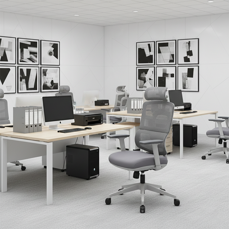 Modern Grey High Back Ergonomic Mesh Executive Office Chair - 3D Armrests Adjustable Headrest Desk Chair For Home Office Lumendat