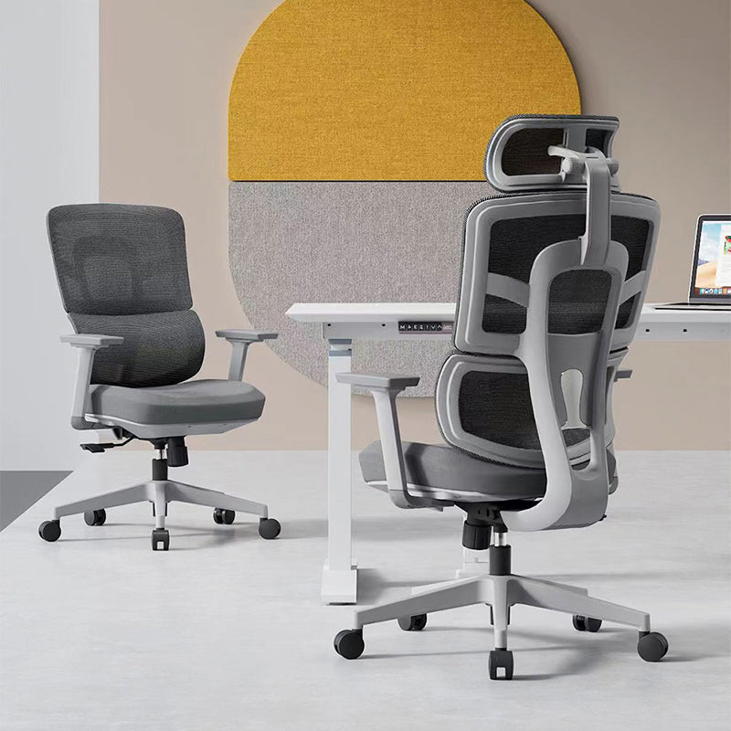 Modern Grey High Back Ergonomic Mesh Executive Office Chair - 3D Armrests Adjustable Headrest Desk Chair For Home Office Lumendat