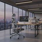 Modern Grey High Back Ergonomic Mesh Executive Office Chair - 3D Armrests Adjustable Headrest Desk Chair For Home Office Lumendat