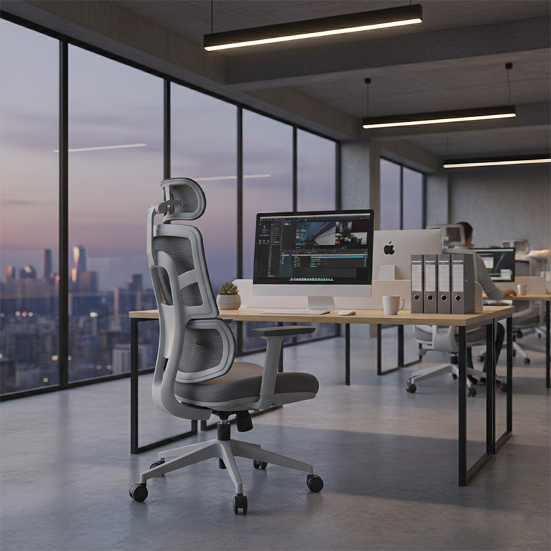 Modern Grey High Back Ergonomic Mesh Executive Office Chair - 3D Armrests Adjustable Headrest Desk Chair For Home Office Lumendat