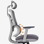 Modern Grey High Back Ergonomic Mesh Executive Office Chair - 3D Armrests Adjustable Headrest Desk Chair For Home Office Lumendat