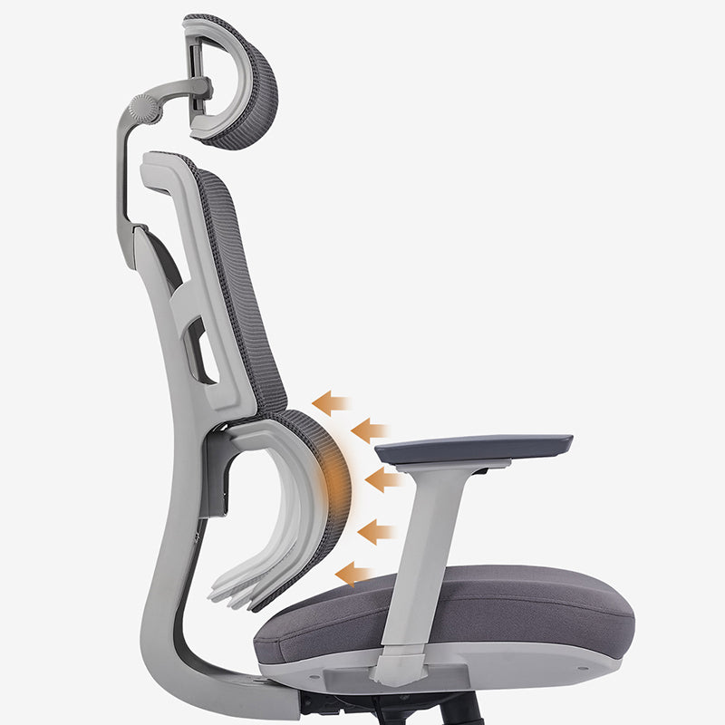 Modern Grey High Back Ergonomic Mesh Executive Office Chair - 3D Armrests Adjustable Headrest Desk Chair For Home Office Lumendat