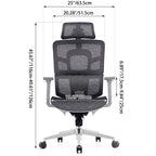 Modern Ergonomic High Back Mesh Grey Executive Office Chair - Adjustable 3D Armrests Lumbar Support Swivel Desk Chair For Home Office Lumendat