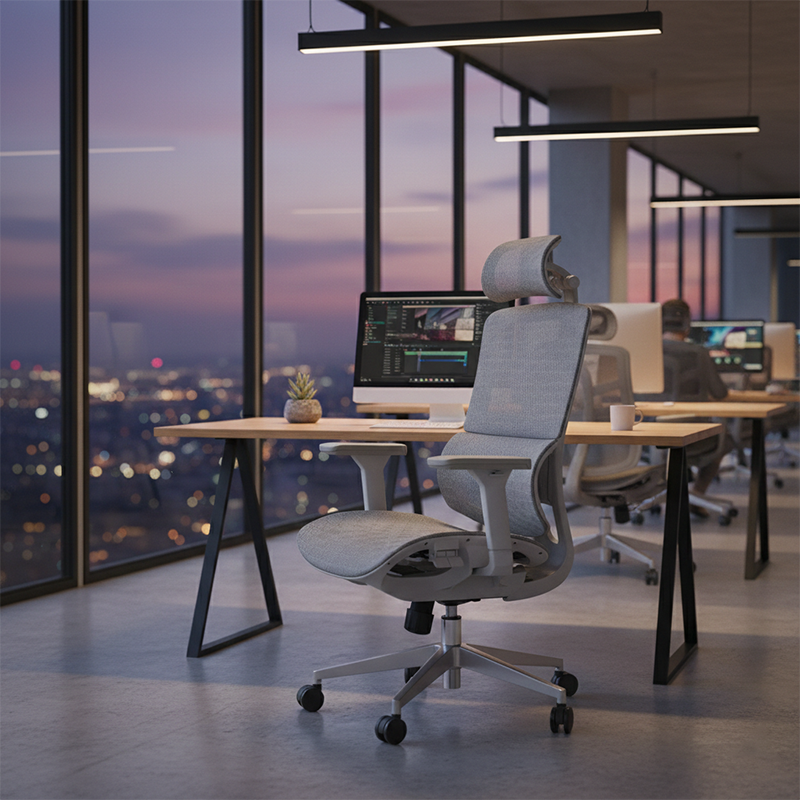 Modern Ergonomic High Back Mesh Grey Executive Office Chair - Adjustable 3D Armrests Lumbar Support Swivel Desk Chair For Home Office Lumendat