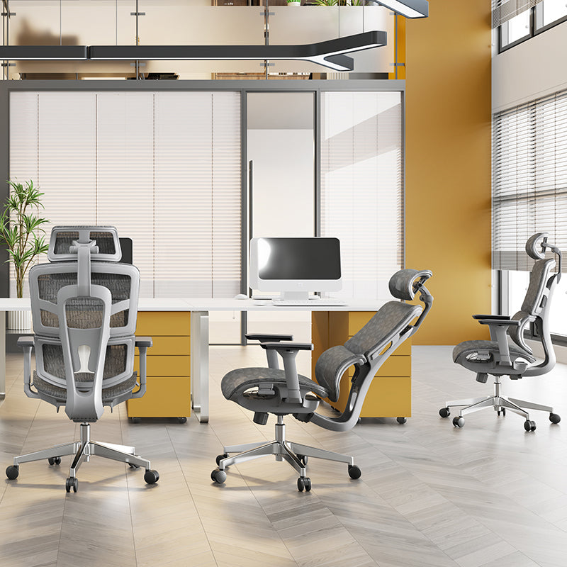 Modern Ergonomic High Back Mesh Grey Executive Office Chair - Adjustable 3D Armrests Lumbar Support Swivel Desk Chair For Home Office Lumendat