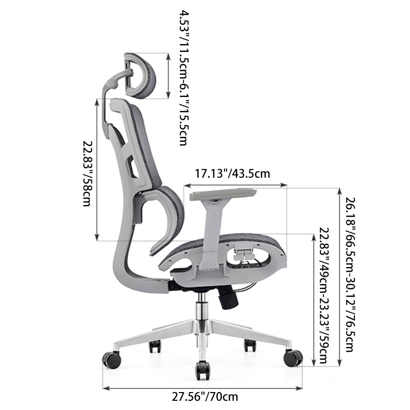 Modern Ergonomic High Back Mesh Grey Executive Office Chair - Adjustable 3D Armrests Lumbar Support Swivel Desk Chair For Home Office Lumendat