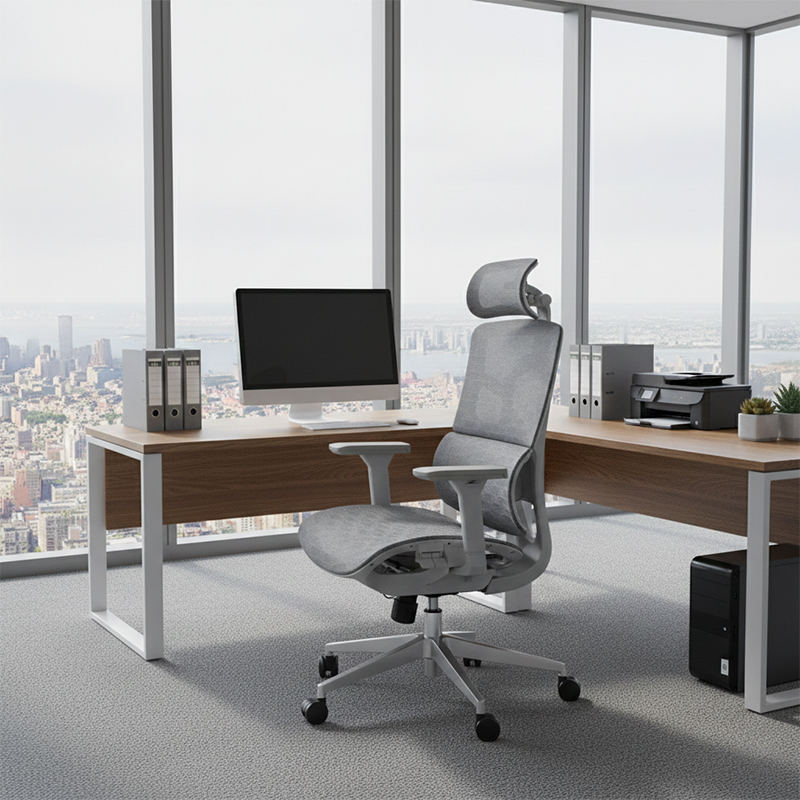 Modern Ergonomic High Back Mesh Grey Executive Office Chair - Adjustable 3D Armrests Lumbar Support Swivel Desk Chair For Home Office Lumendat