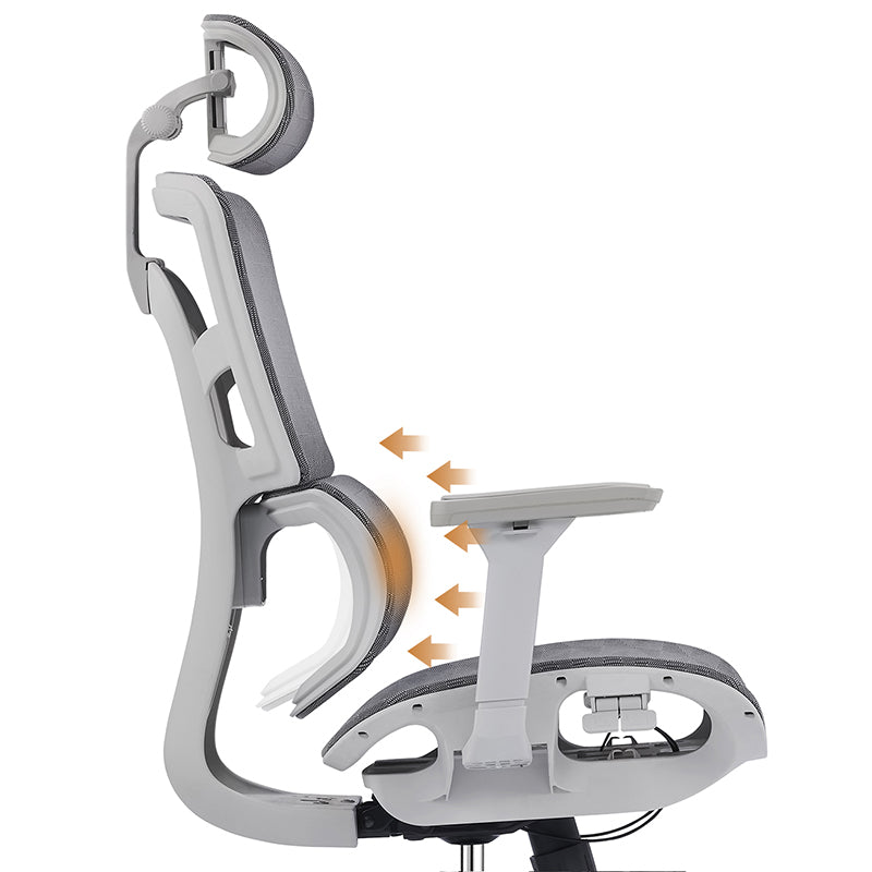 Modern Ergonomic High Back Mesh Grey Executive Office Chair - Adjustable 3D Armrests Lumbar Support Swivel Desk Chair For Home Office Lumendat