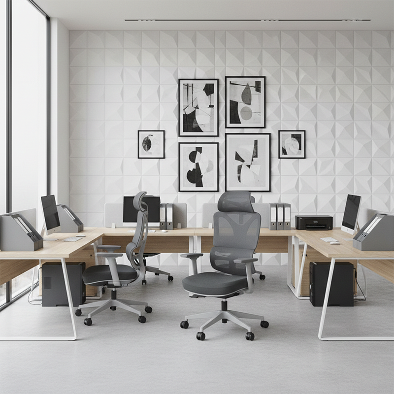 Modern Grey Ergonomic High Back Mesh Office Chair - Adjustable Headrest Lumbar Support Desk Chair For Home Office Lumendat
