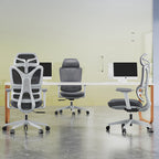 Modern Grey Ergonomic High Back Mesh Office Chair - Adjustable Headrest Lumbar Support Desk Chair For Home Office Lumendat