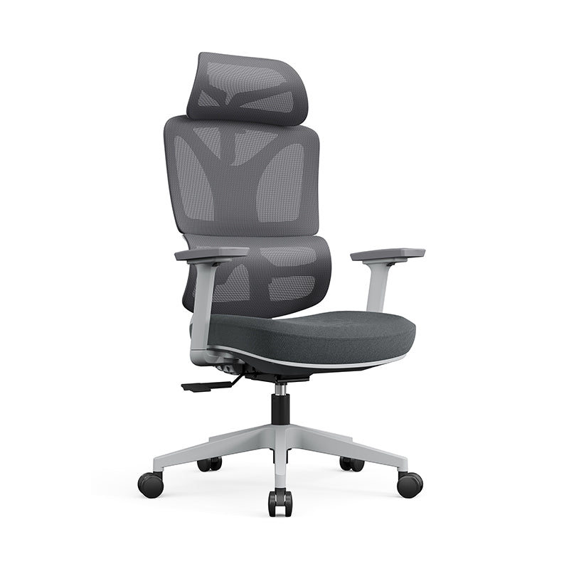Modern Grey Ergonomic High Back Mesh Office Chair - Adjustable Headrest Lumbar Support Desk Chair For Home Office Lumendat